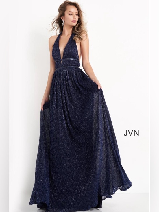 JVN Dresses & Skirts - JVN JVN05815 Navy Halter Sparkle Evening Gown Size 4